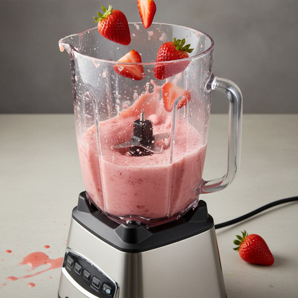 Strawberry blender action
